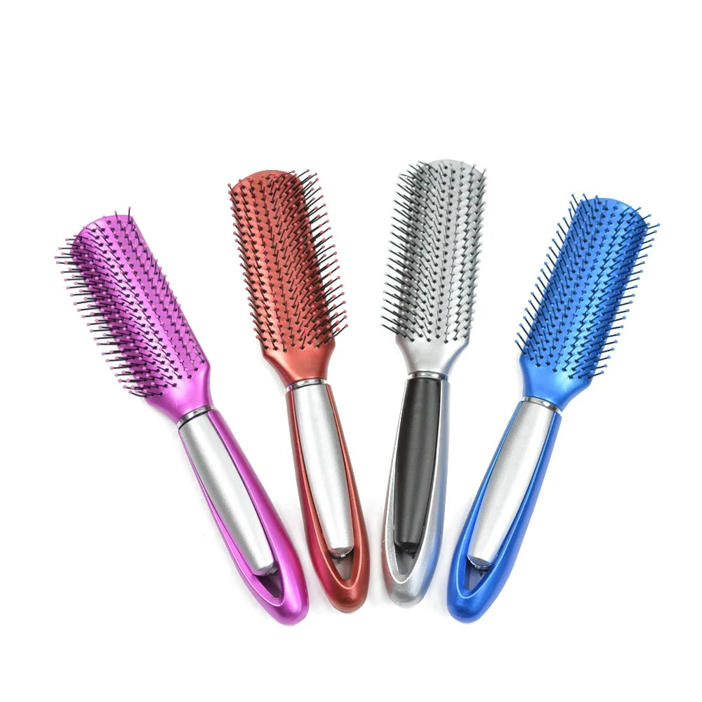 2025 New 9-Rows Scalp Massage Anti-Static Durable Plastic Hair Brush Curly Hair Salon Styling 4 Color Combs for