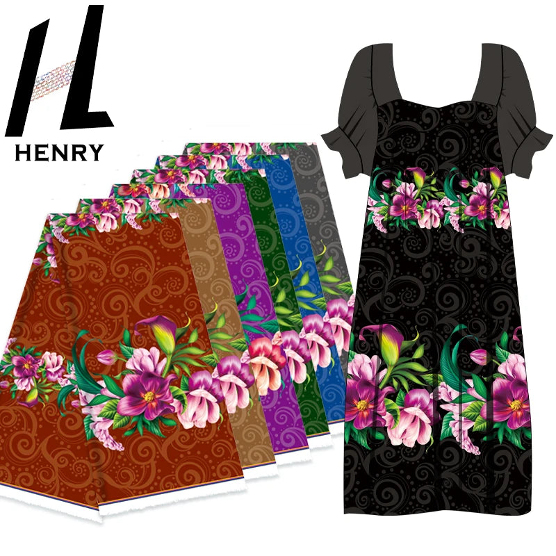 Henry Latest Big Flower Printed Fabrics Polyester Print Fabric for Garment Accept Custom Clothing Fabric