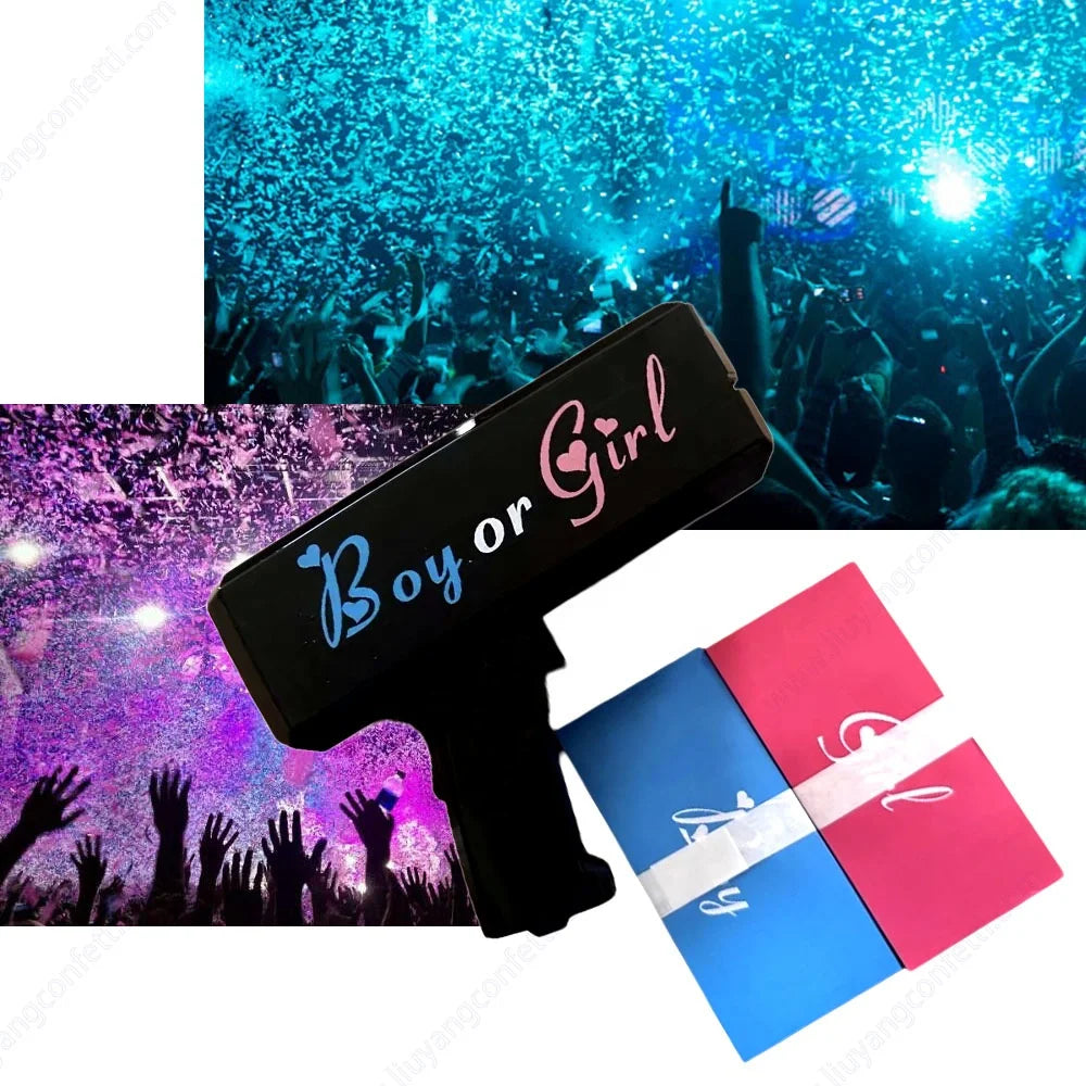 Gender Reveal Party Boy & Girl Baby Shower Confetti Cannon Spit Card Gun Spray Card Cannon Gender Reveal Party Supplies