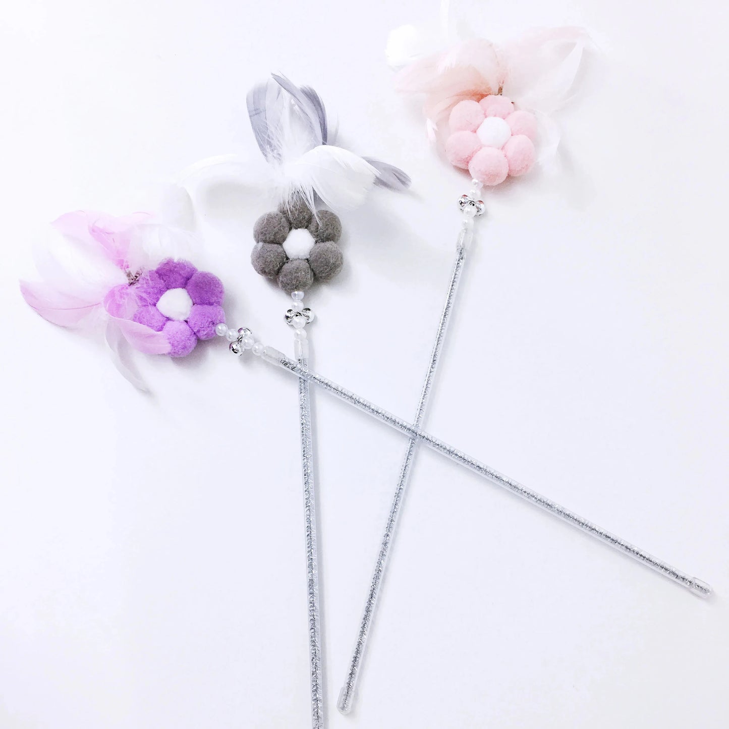 Factory Direct PVC Pet Toys Double Bell Petal Type Feather Fairy Wand Relieve Boredom Cat Wand Premium Pet Toy