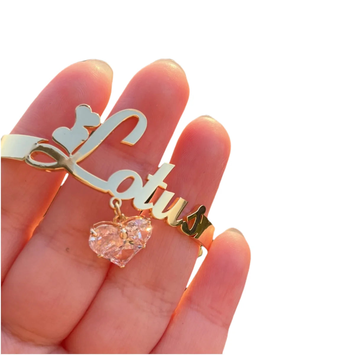 QIUHAN OEM Heart Zircon Charm Bracelet Stainless Steel Jewelry Custom Name Bangles