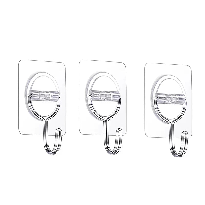 Hot Selling Strong Sticky Plastic Key Hooks Holder Transparent Bathroom Traceless Wall Towel Hook Christmas Decorative Hook