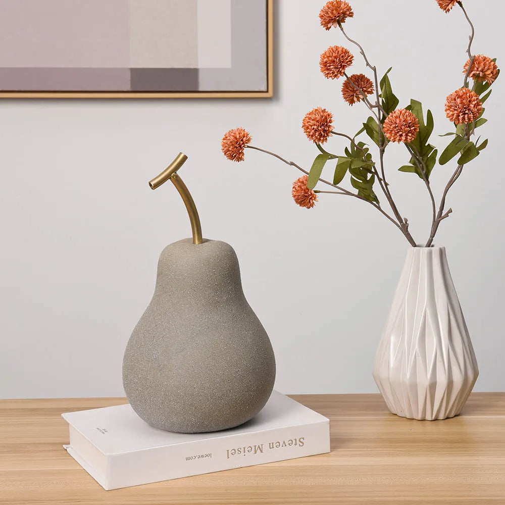 American Modern Simple Pear Figurine Dinner Table Decoration Ceramic Look Fruit Apple Ornaments