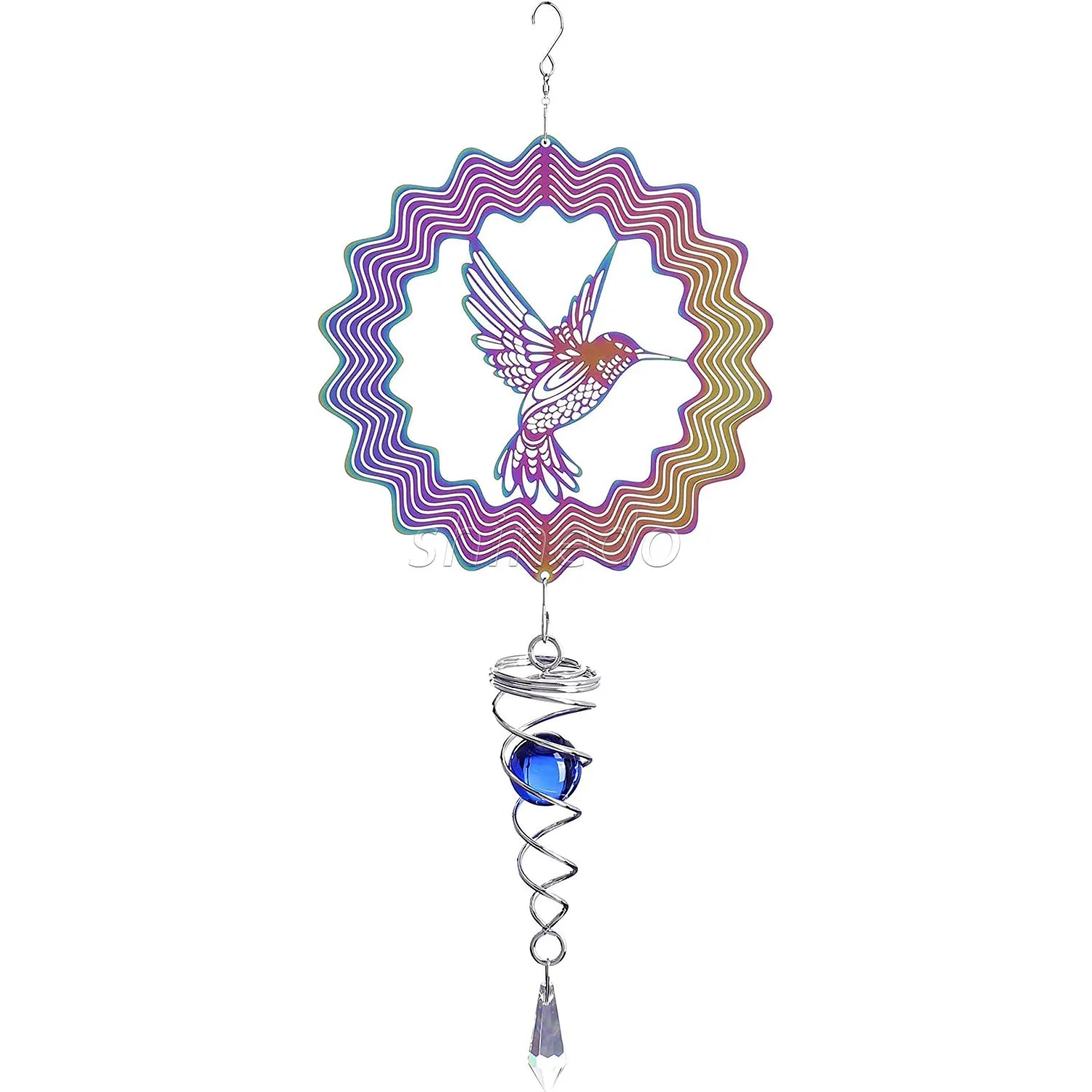 3D Metal Hummingbird Pattern Wind Spinner for Garden Yard Outdoor Indoor Decoration 3d Rotator Wind Chimes