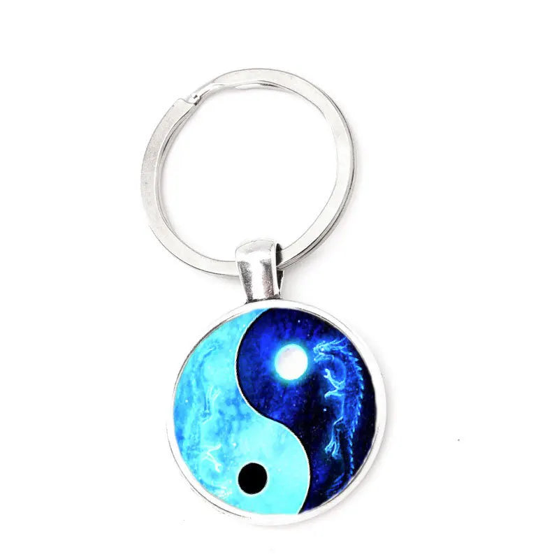 AA0160215 Yin Yang Metal Keyring Chinese Ancient Tai Ji Keychains Classic Car Key Gifts Jewelry