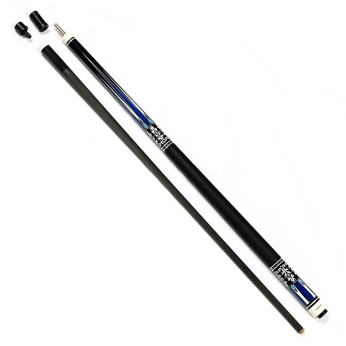Wholesale 100% Pure Carbon Shaft Pool Cue Center Joint 1/2 Split Maple Wood Butt Stainless Steel Protector PU Leather Grip