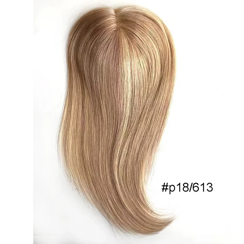 Handcrafted 12-Inch Real Human Hair Toppers for Women Breathable High Fit Silk Base Closure for Added Volume in Sparse Hair