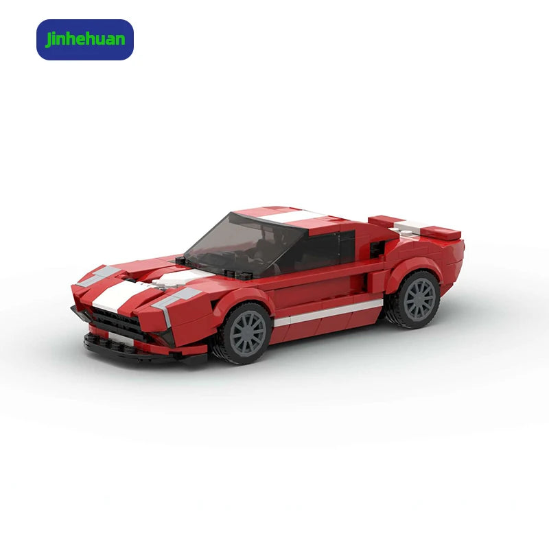 New Moc Bricks Model Girl Red Classic Mini Sport Car for Boys Toys Gift Children Plastic Diy Eco-Friendly Building Blocks Set