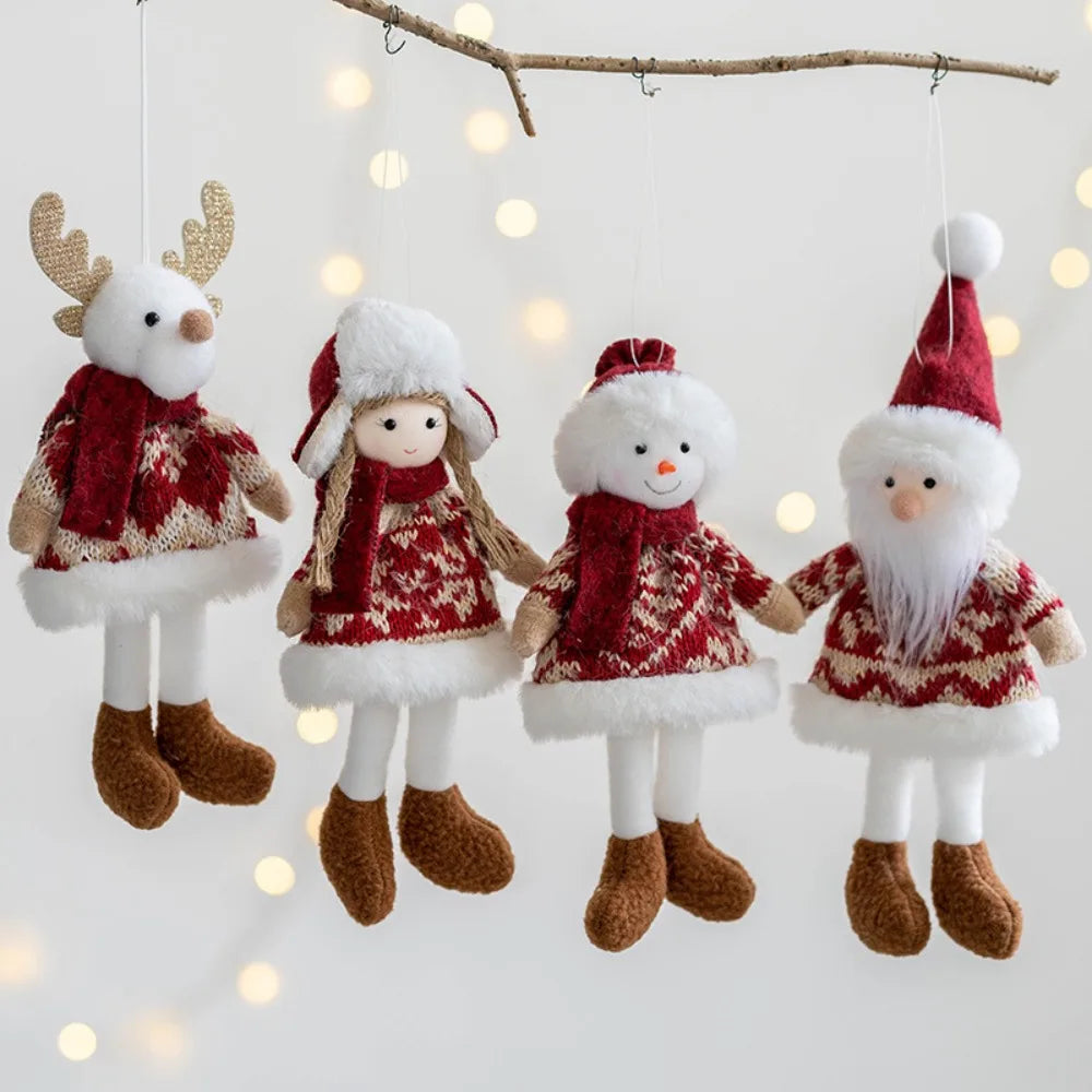 2024 Christmas Decorations Creative Gifts Wool Knitted Old Man Snowman Elk Girl Pendant Christmas Tree Pendant