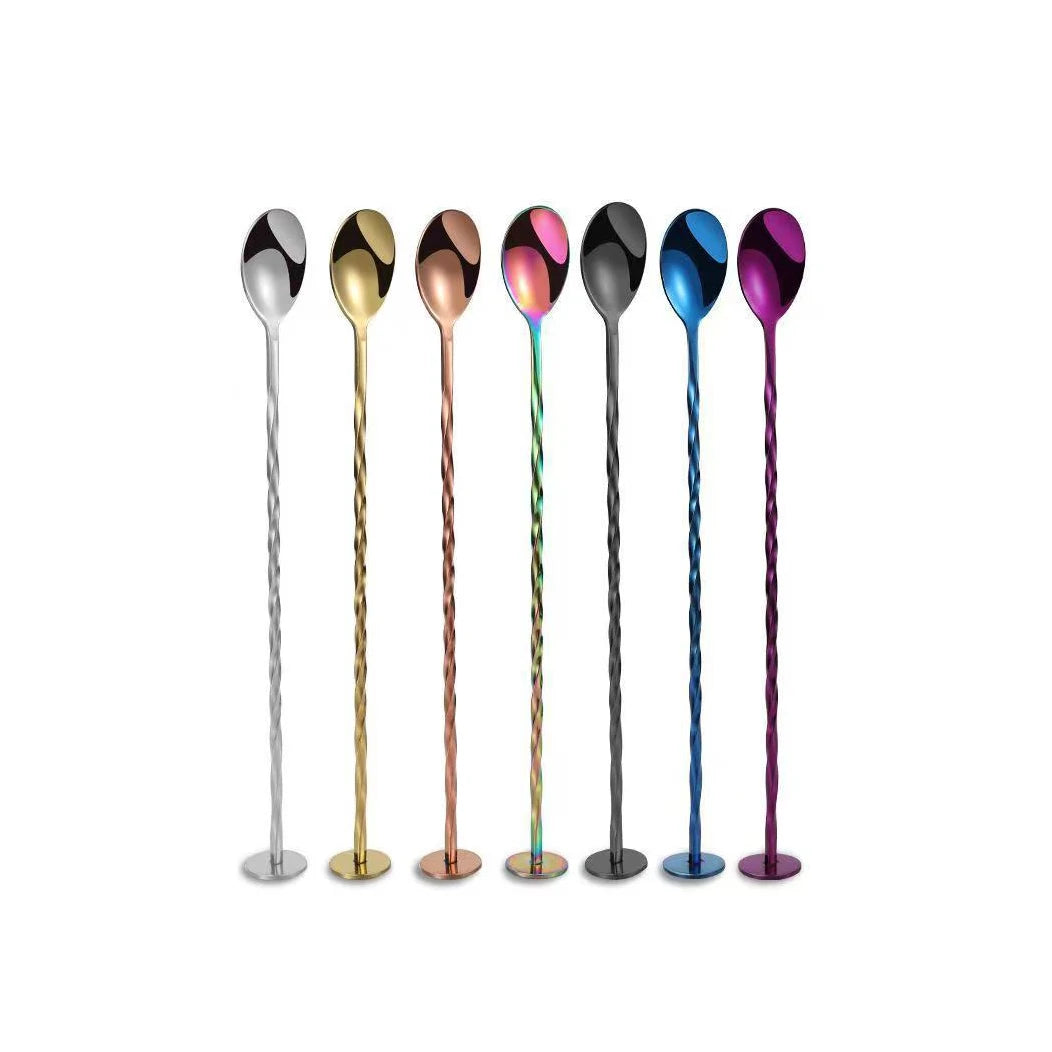 Customized Long Handle Spiral Design Metal Mixing Spoon Food Grade Stainless Steel Bar Spoon Cocktail Stirrer
