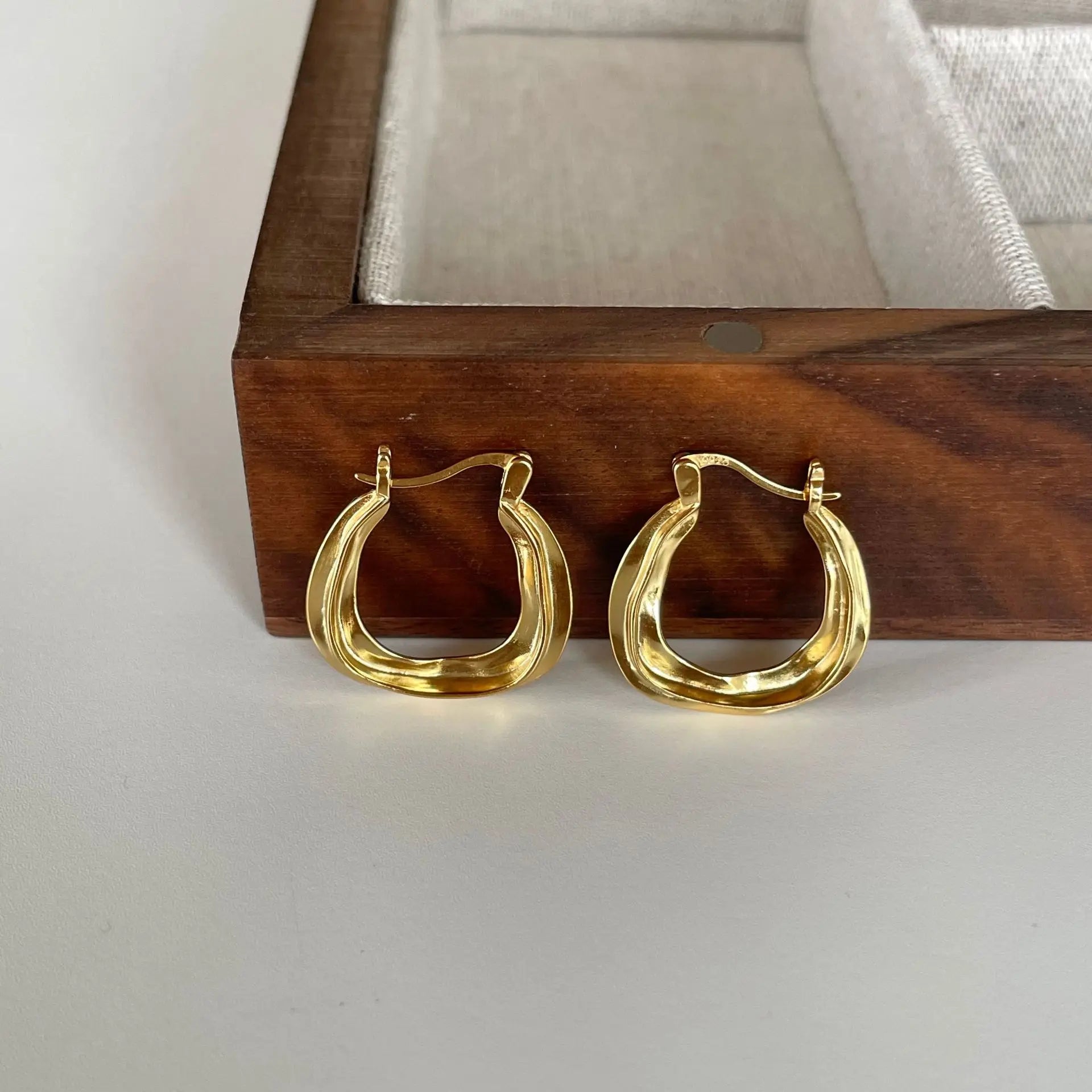 Irregular 925 Sterling Silver Earrings Hypoallergenic Hoop Earrings for Women