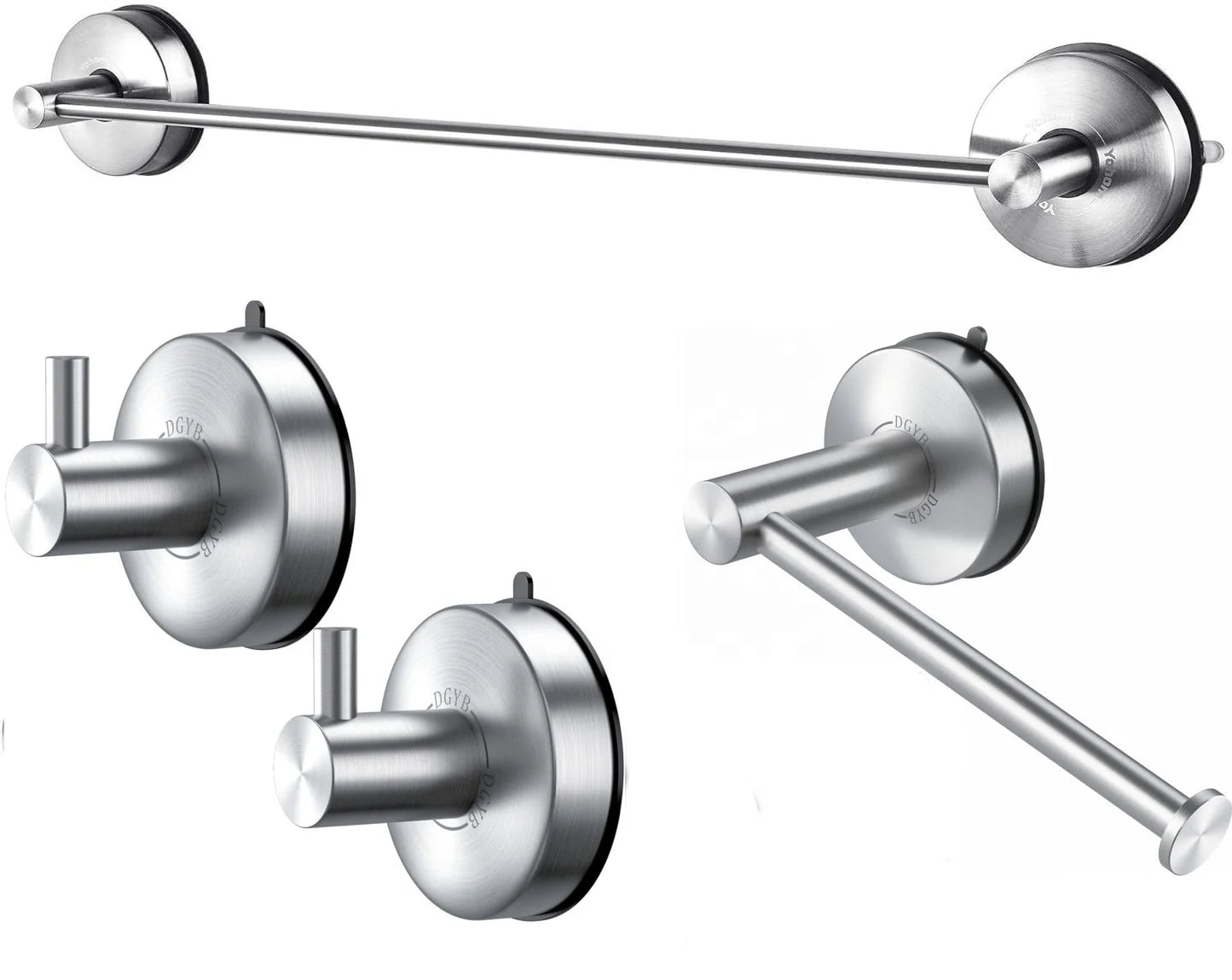 Stainless Steel Wall Mount Bathroom Hardware Accessory Kit Vacuum Suction Cup Towel Bar Set