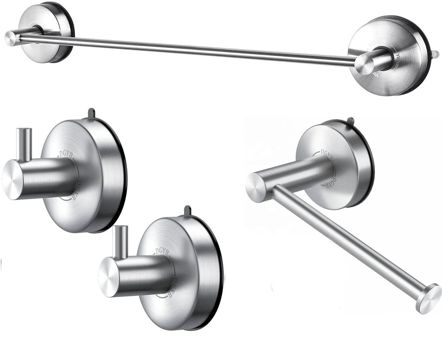 Stainless Steel Wall Mount Bathroom Hardware Accessory Kit Vacuum Suction Cup Towel Bar Set