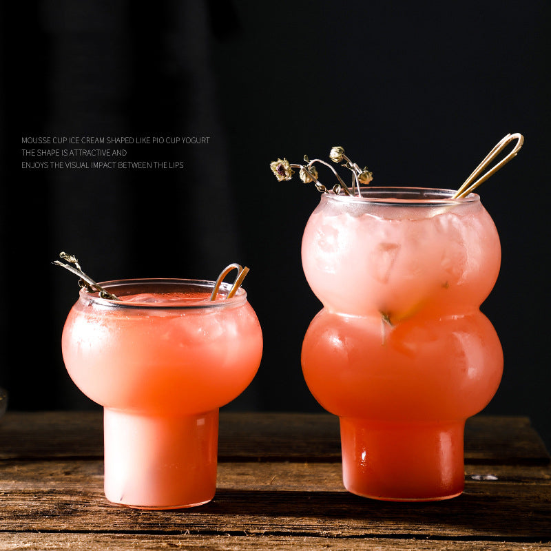 300ML/500ML Creative Gourd Shaped Dessert Glass High Borosilicate Glass Ice American Coffee Cup