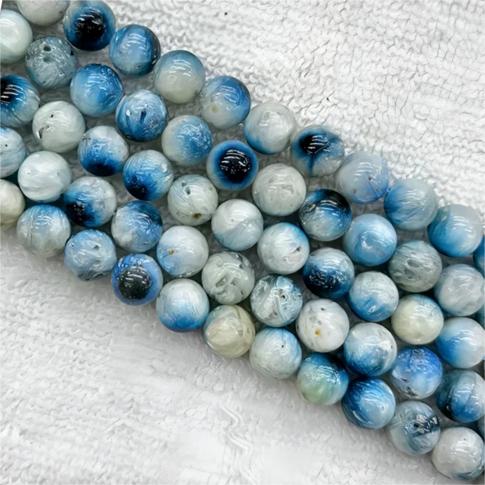 Natural Polished Brazilian Blue Tears/Ice Gemstone/Blue Eyes Energy Gemstone Beaded Loose Beads for Jewelry Making Bracelet