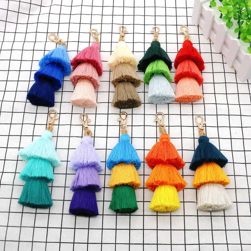 Popular Cotton Tassel Bag Pendant Tassel Keychain Accessories Lobster Bracelet Keychain Accessories