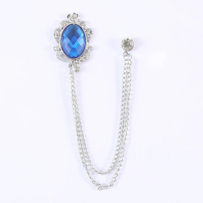 New Men's Trend Fashion Alloy Brooch Chest Accessories with Chain Set for Party & Wedding
