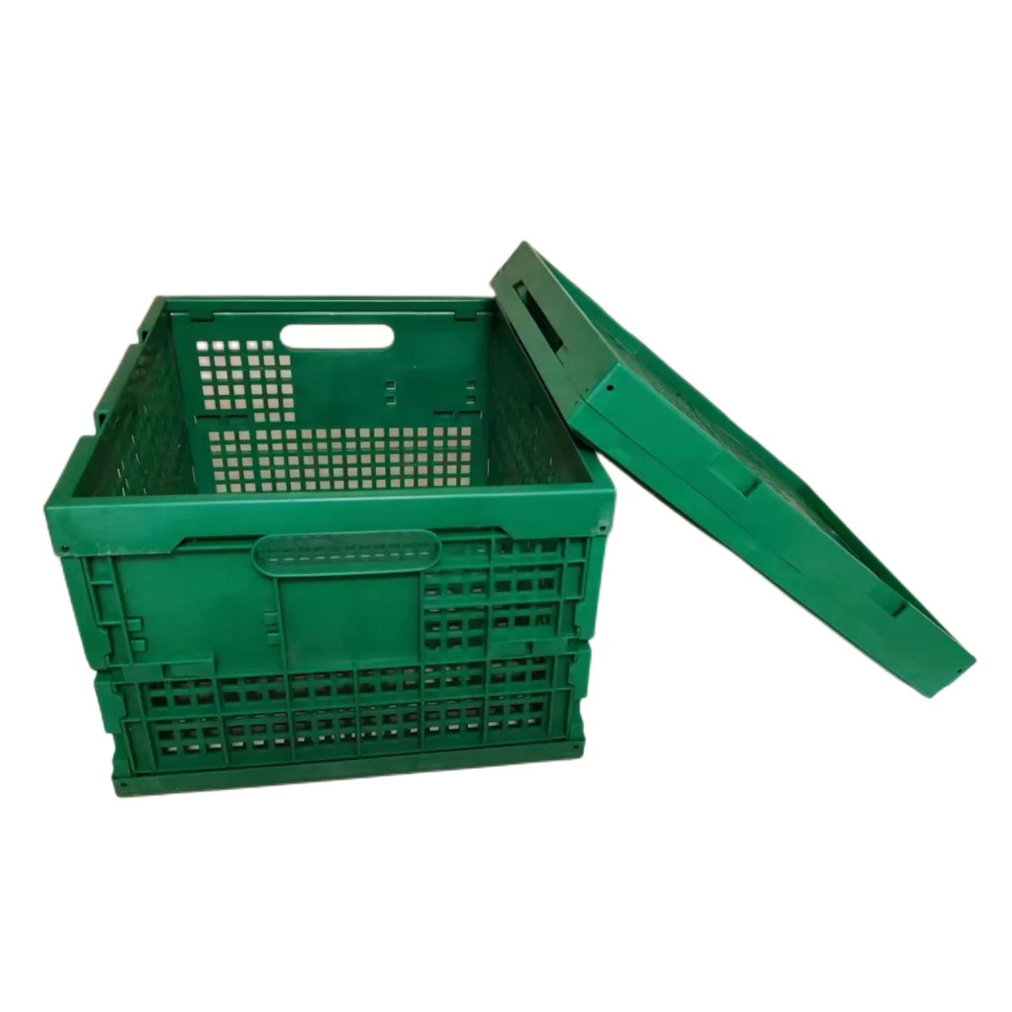 QS Stackable Supermarket Fruit Vegetable Displaying Folding Basket Shipping Moving Container Storage Turnover Box Plastic Cra