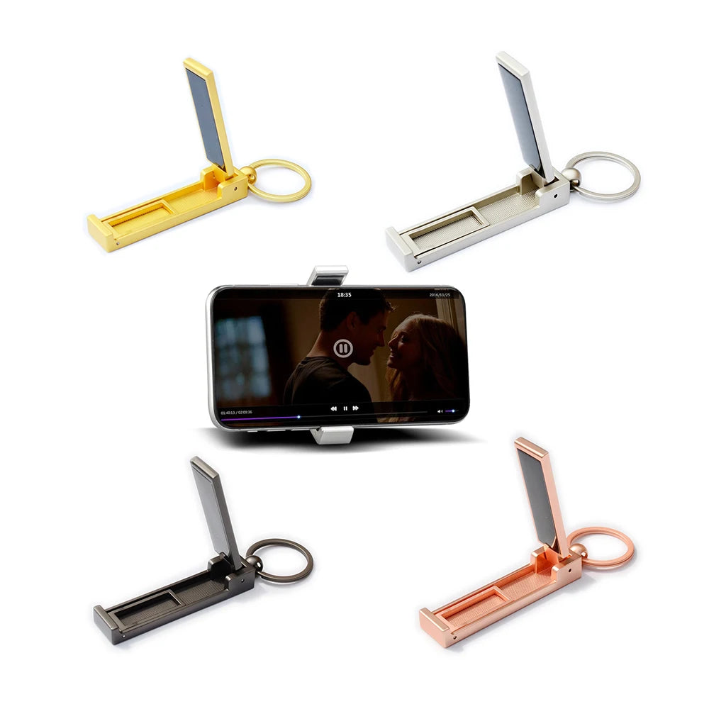 Custom Logo Multi-Functional Metal Key Chains Mobile Phone Holder with Hook for Hanging Bag Phone Stand & Holder