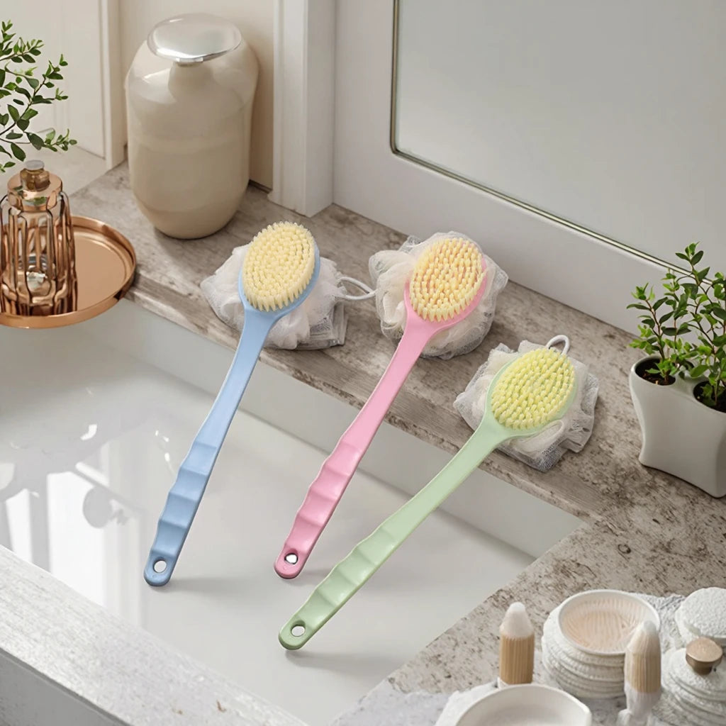 OEM LOGO  Possible Personal Care Soft Rechargeable Shower Brush Long Handheld Body Scrub 2 Sides Body Brush Silicone Bath Bru