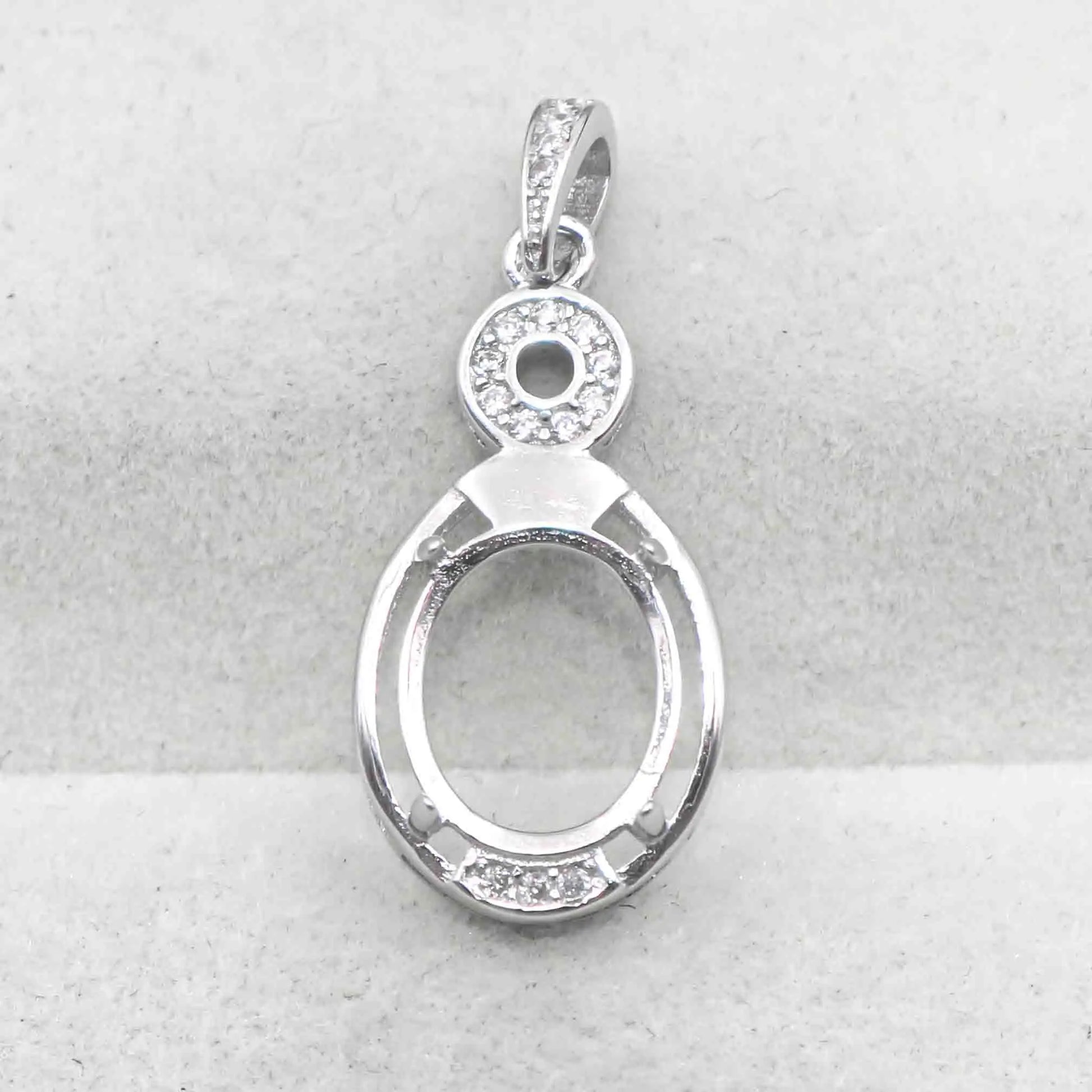 Sterling Silver 9*11mm Semi Mount Pendant Empty Frame Blank Support Setting S925 Base Holder Without Center Stone for DIY Inl