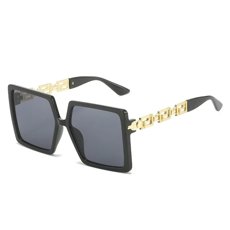 2024 New Arrivals Fashion Uv400 Protection Sunglasses With Chain Big Frame Square Sunglasses for Women