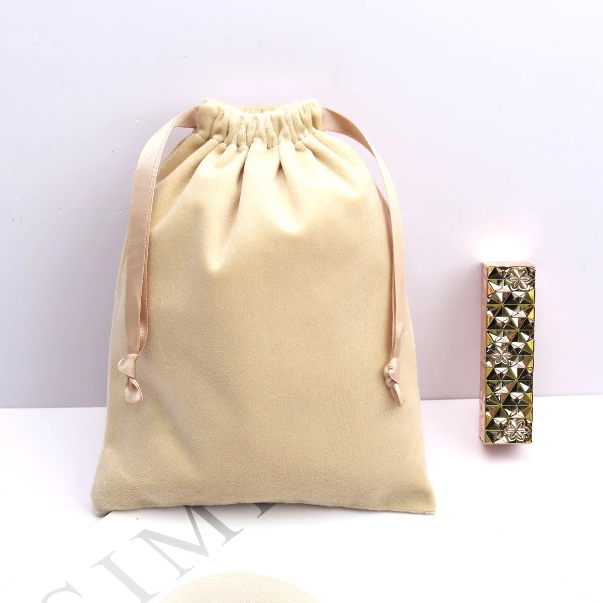 High End Gold Velvet Drawstring Bag for Packing Perfume Jewelry Cosmetic Gift Power Bank Storage Velvet Flannel Pouch