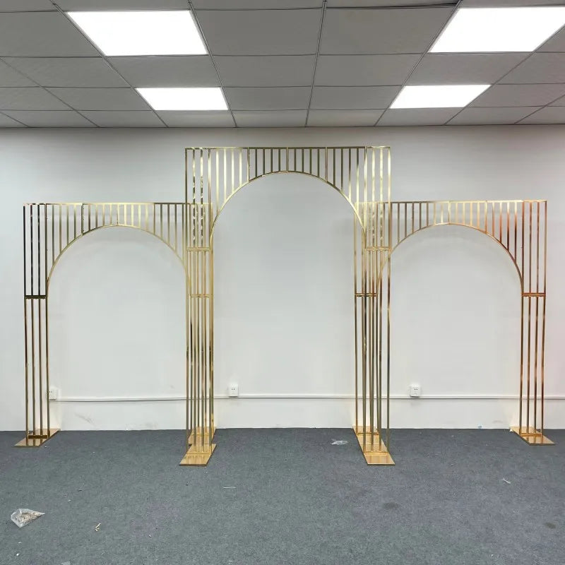 BJ220137 Golden Wedding Background Frame Wedding Screen Background Decorative Props Outdoor Wedding Decoration Gold-plated Ar