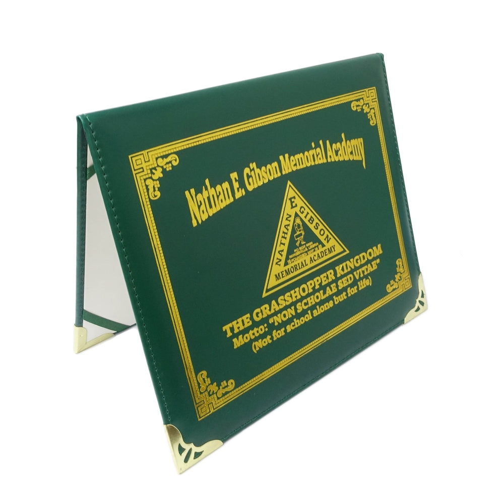 Luxury Gold Foil Stamping Logo Document A4 Graduation Diploma Leather Award Folder PU Certificate Holder Cover