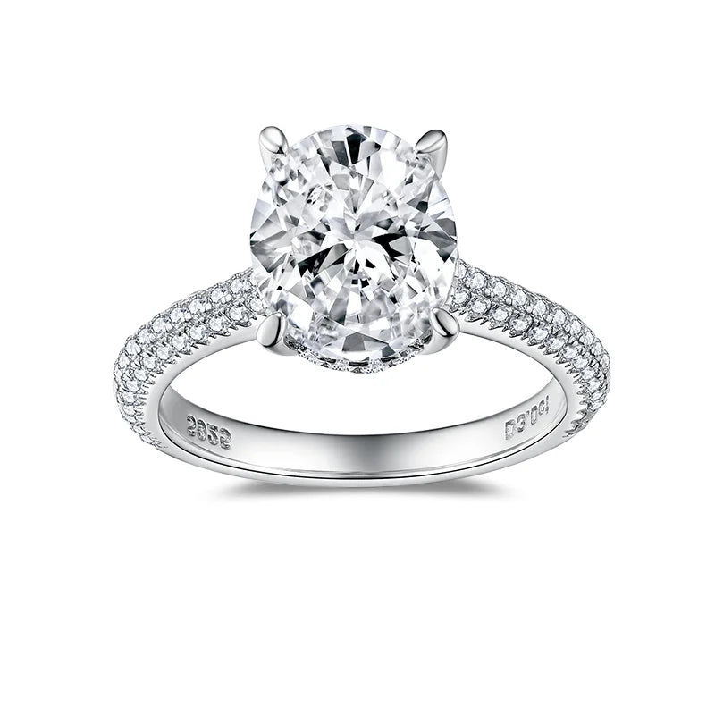 Hot Selling 925 Sterling Silver Moissanite Fashion Ring Oval Cut Gemstone with Rhodium Plating Casual Jewelry for Ladies