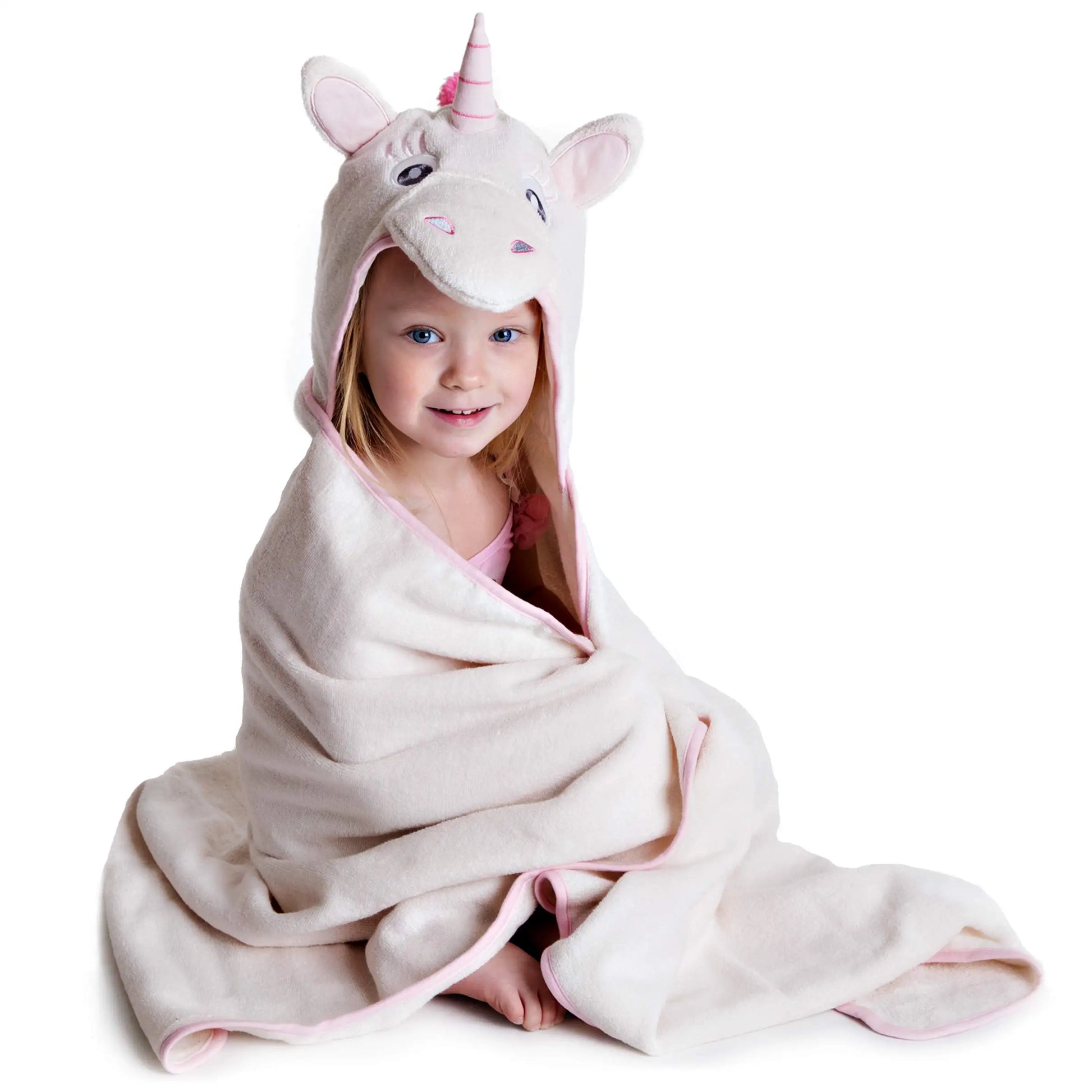 Hot Sell Cheap Kids Hooded Poncho Towel 100% Cotton Cute unicorn with Animal Design Custom Size Kids Changing Poncho Towel