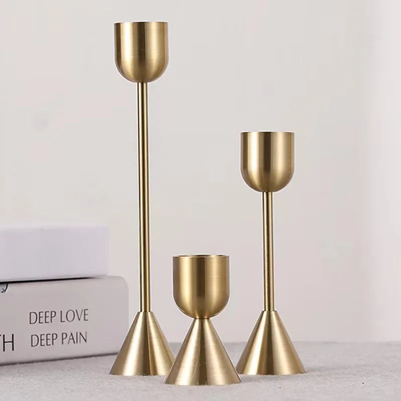 Candle Holders Golden Metal Vintage Metal Candle Holder Candlestick Candle Holder for Weeding Party Dinning Decoration