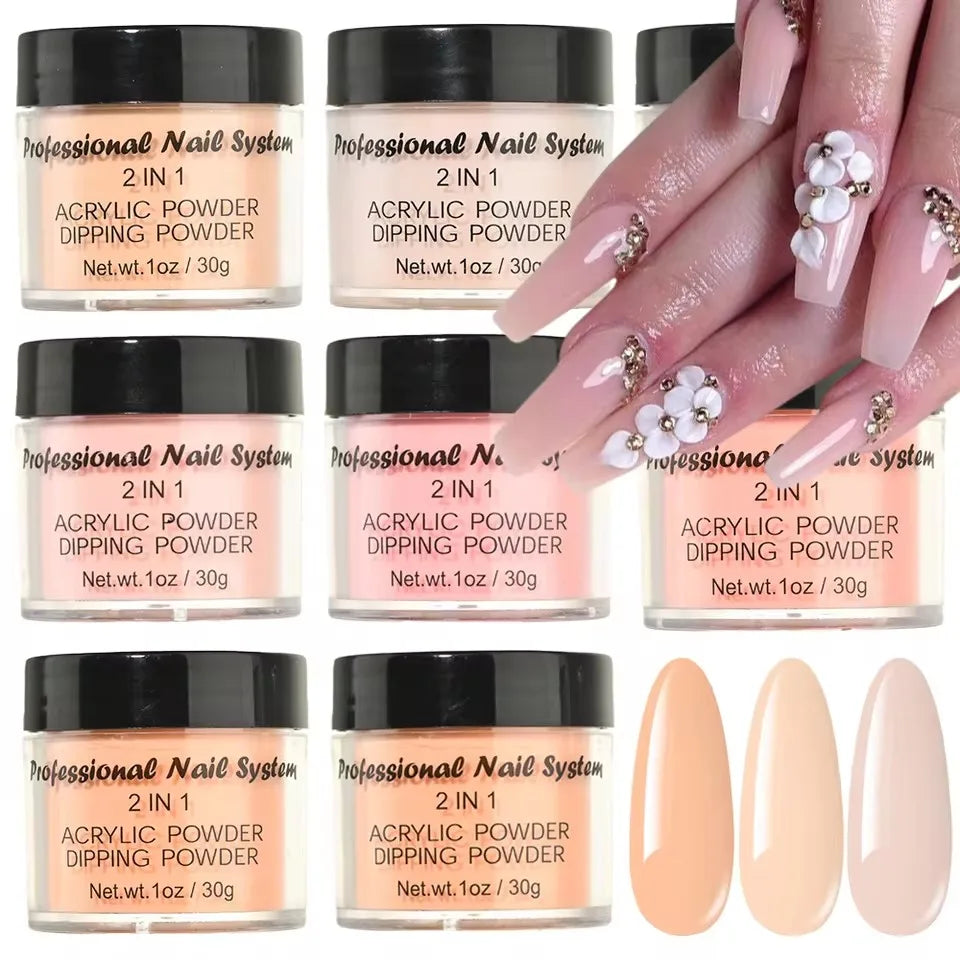 1OZ/Bottle (30g) Acrylic Dipping Powder Nude Nail Acrylic Powder Crystal Powder Extension/Dipping/Engraving Poly Monomer