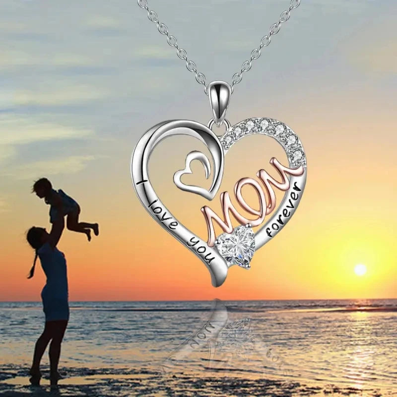 CAOSHI Fashion Heart Design Necklace for Mother's Day Simulate Diamond Two Tone Plated Cheap Hot Sell Jewelry Pendant Necklac