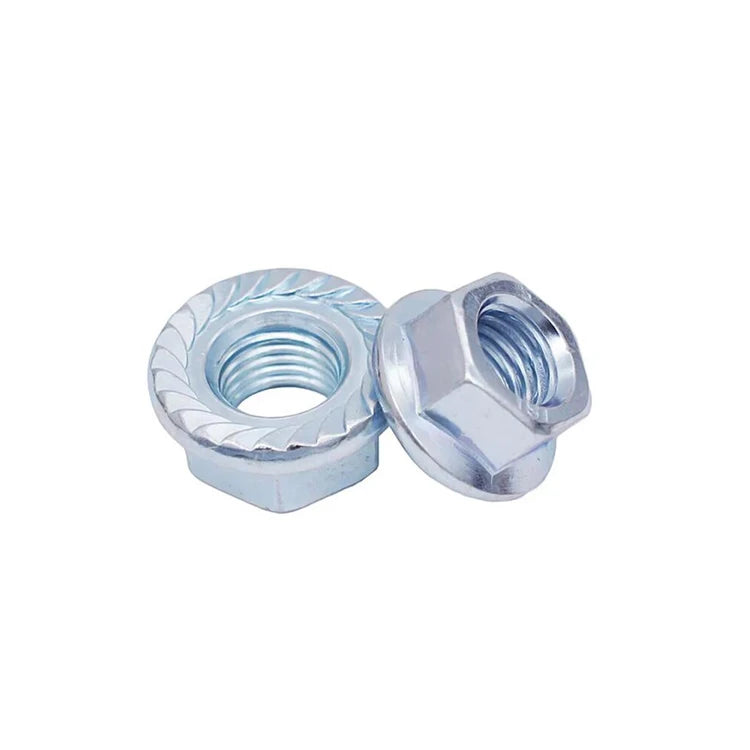 M4 M5 M6 M8 M10 M12 M14 M16 M24 Galvanized Flange Lock Nut DIN6923 Serrated Flange Nut Anti-Skid Zinc Plated Carbon Steel Min
