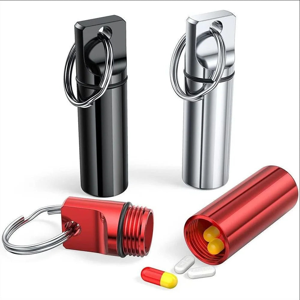Portable Mini Keychain Pill Case Waterproof Aluminum Pill Container Pill Holder