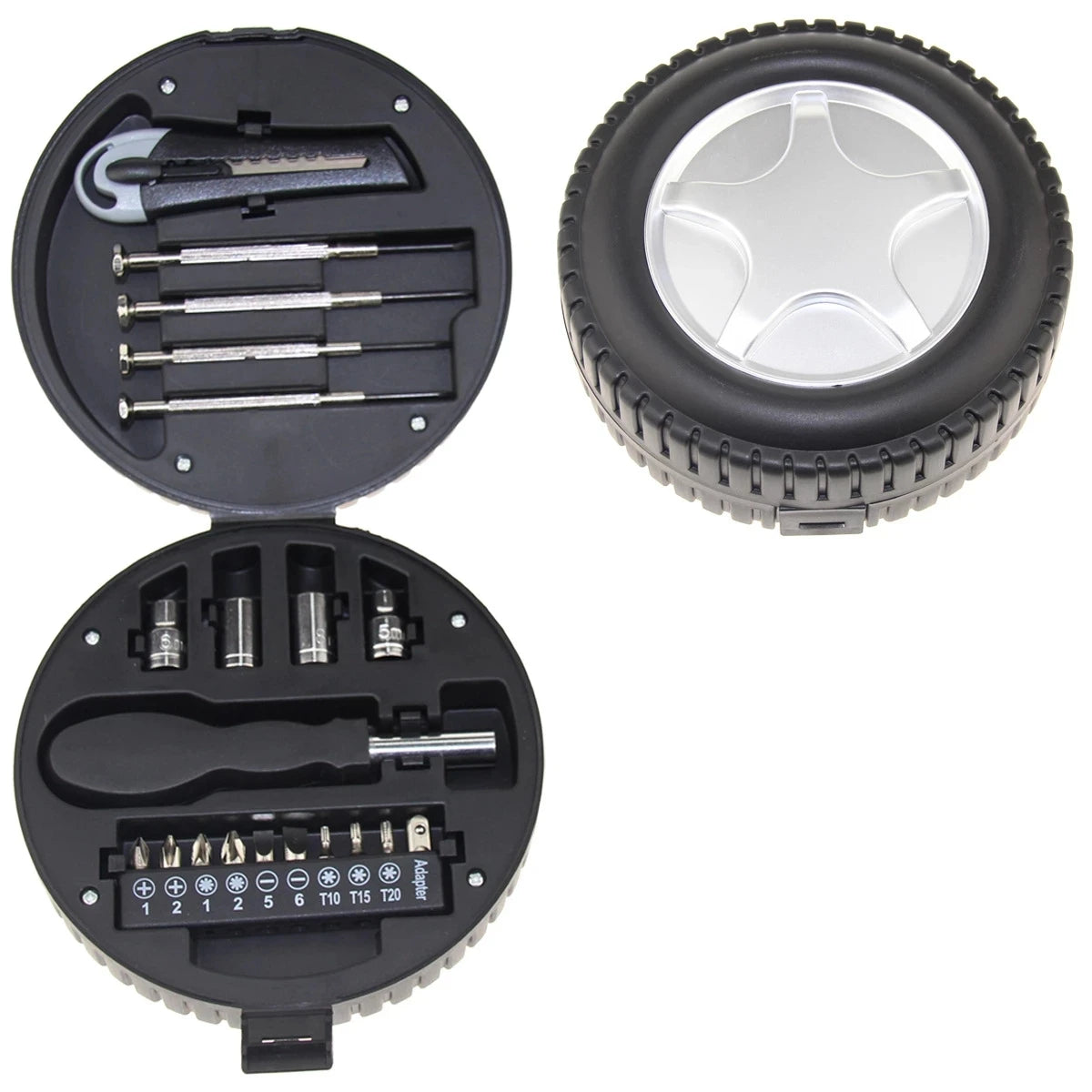 High Quality Small Mini Hardware Household Home Daily Use Tire Car Bike Tyre Shape Wheel Repair Hand Tool Set Kit