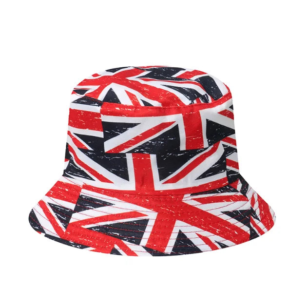 2024 Hot Sell Custom Printed British the Union Jack Unisex Foldable Bucket Summer Sun Protection Hat