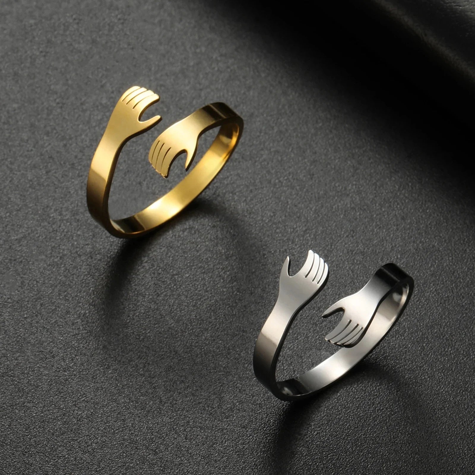 Adjustable Open Ring for Women & Couples Warm Minimalist Stainless Steel Jewelry Valentine's Day Gift