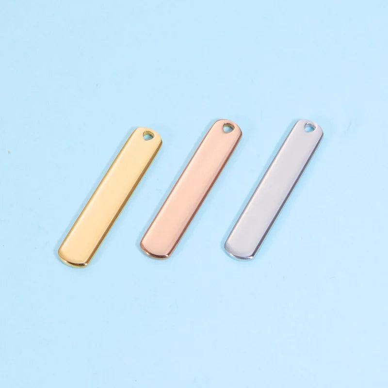 Factory Customization Personalized Mirror Polished New Pattern Stainless Steel Rectangle Connector Hangtag Bracelet Charms