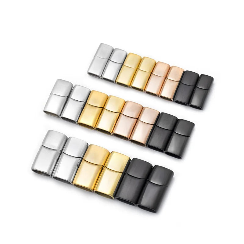 12x6mm Stainless Steel Magnetic Metal Clasp Braided Leather Rope Bracelet Connection Buckle Magnetic Clasps for Jewelry Makin