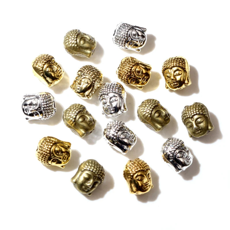 20pcs 11*9*7mm Antique Bronze Gold Silver Plated Buddha Head Spacer Beads Charms for Diy Beaded Bracelet Jewelry Handmade Mak
