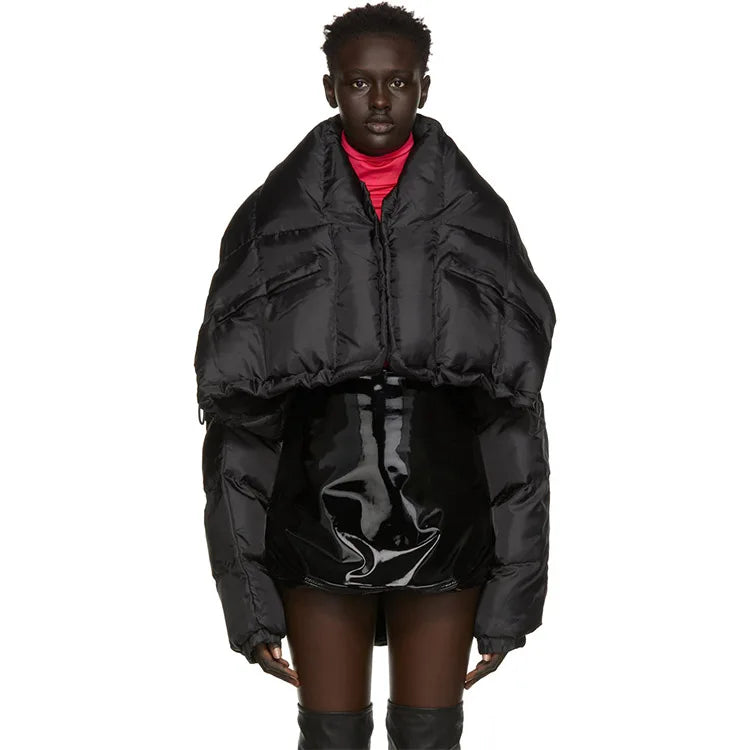 Custom Womens Bomber Shiny Puffer Coat Down Crop Jacket Casual