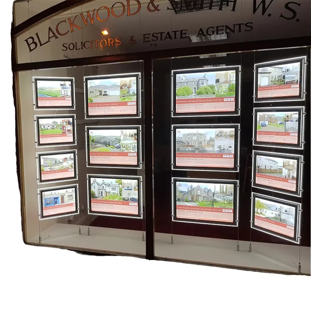 Hanging Rectangle Decorative Led Light Box Real Estate Window Poster Advertising Led Display Sign