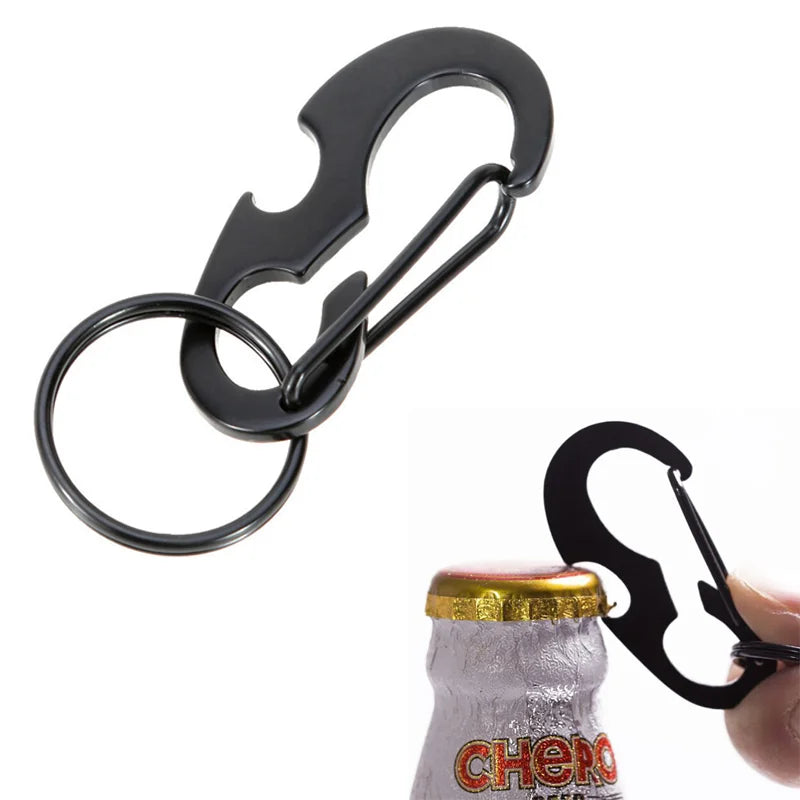 D Shape Small Multifunction Stainless Steel Bottle Opener Carabiner Hook