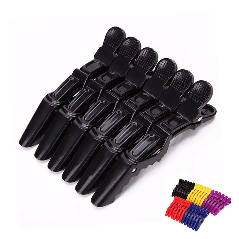 MIO 5 Pack Custom Logo Wide Teeth Double Hinged Design Styling Sectioning Crocodile Alligator Clips for Professional Hair Sal