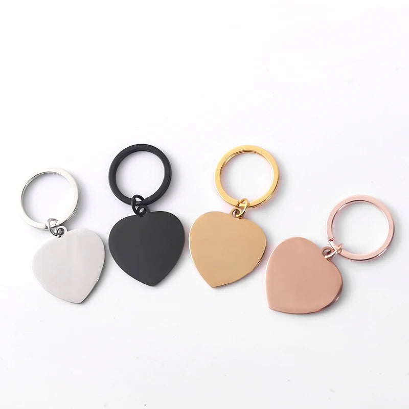 Metal Blank Heart Couples Carabiner Keychain Mirror Polished Stainless Steel Peach Heart Pendant Hanging Tag Lightweight Lase