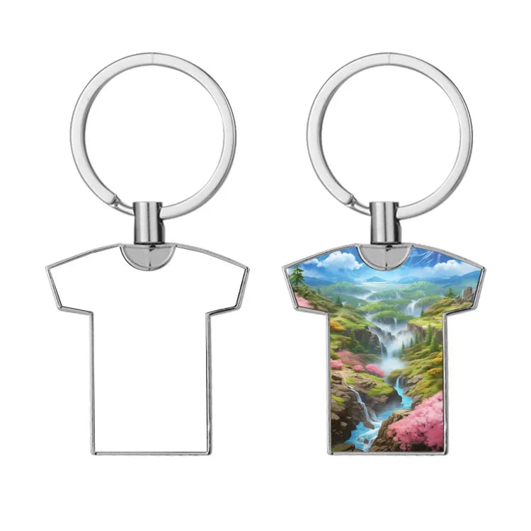 DIY Craft Football Metal Keyrings Heat Transfer Blanks T-Shirt Shaped Keyring Sublimation Metal Keychains