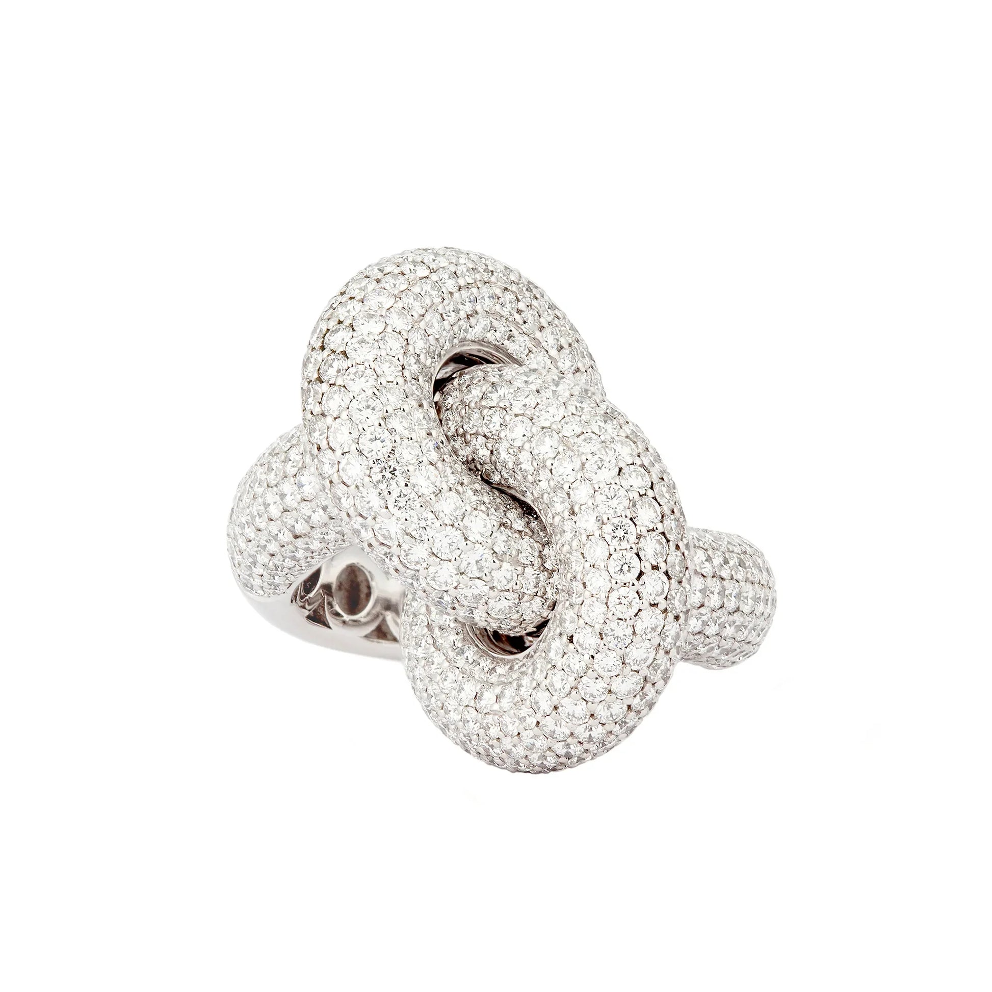 925 Sterling Silver Trendy Chunky Thick Twisted Dome Zircon CZ 18k Gold Plated Rope Fat Knot Wedding Anniversary Ring for Wom