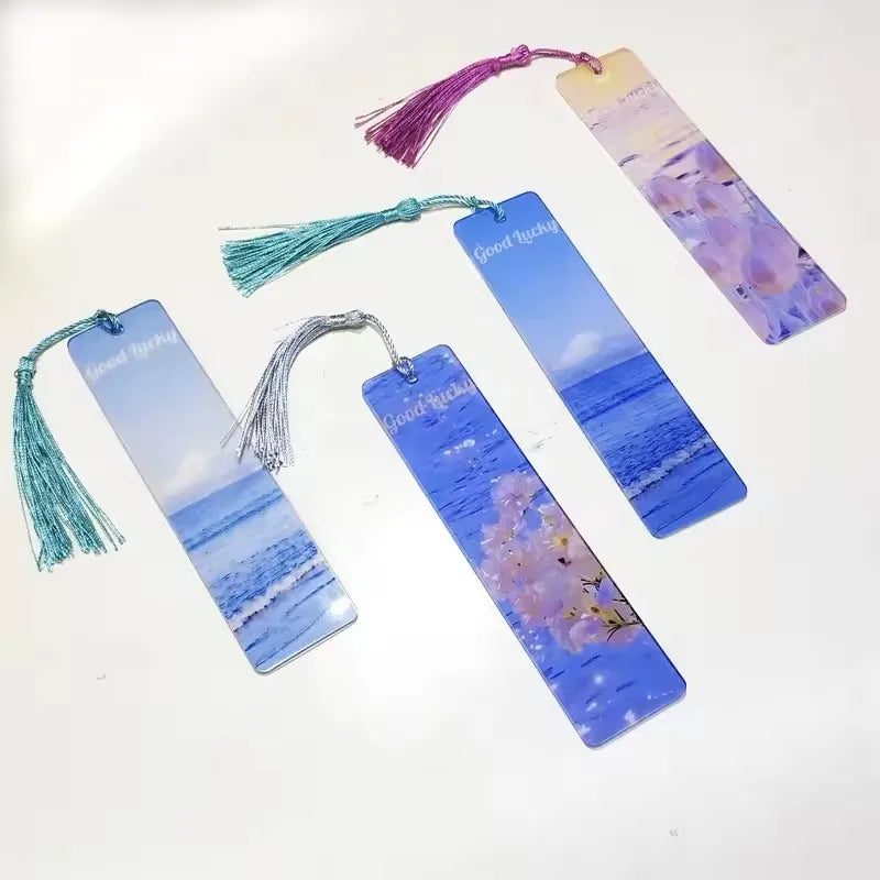 Custom Printed Acrylic Picture Frame Bookmarks Sublimation Blank Bookmarks With Tassels